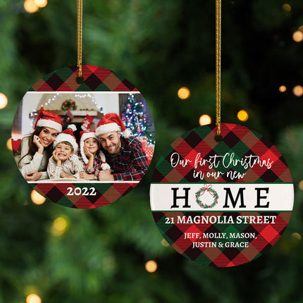 keepsake personalized first christmas in our new home photo christmas ornament – Christmas ornament, holiday tree decoration 