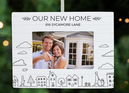 custom personalized our new home picture frame christmas ornament – Christmas ornament, holiday tree decoration or gift