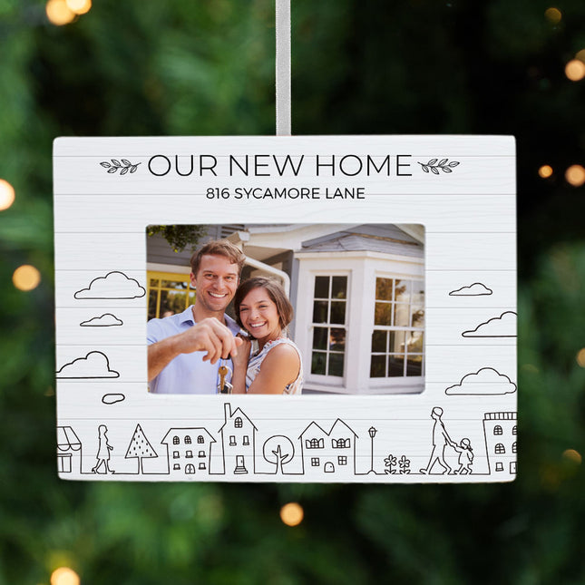 custom personalized our new home picture frame christmas ornament – Christmas ornament, holiday tree decoration or gift