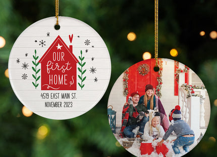 engraved personalized our first home christmas ornament – Christmas ornament, holiday tree decoration or gift