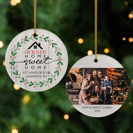 holiday personalized our new home greenery christmas ornament – Christmas ornament, holiday tree decoration or gift