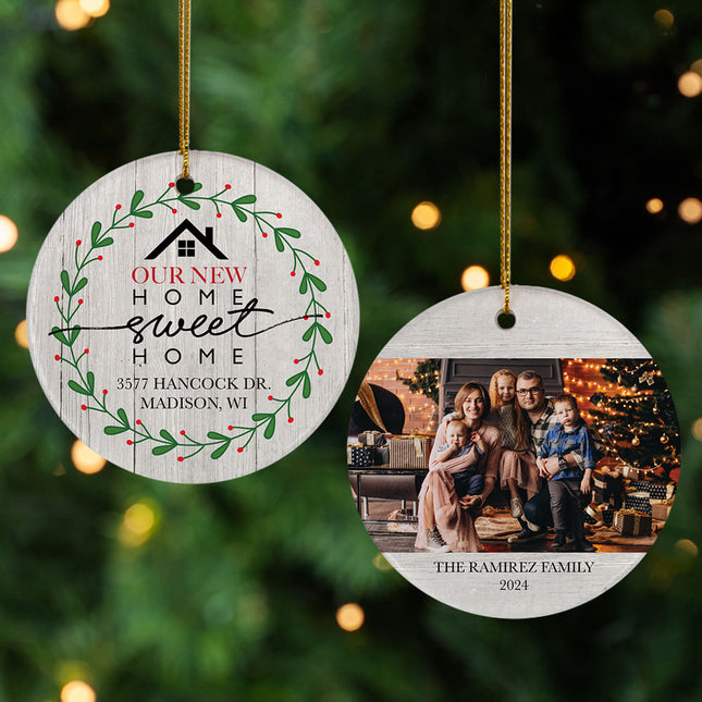 holiday personalized our new home greenery christmas ornament – Christmas ornament, holiday tree decoration or gift