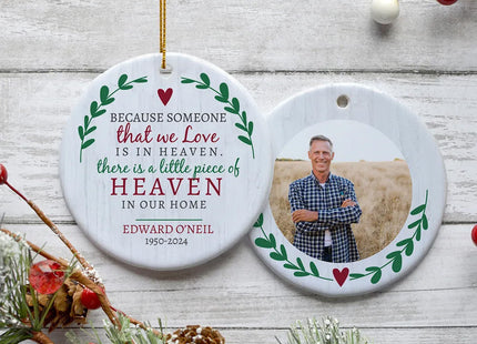 holiday personalized memorial photo christmas ornament – Christmas ornament, holiday tree decoration or gift