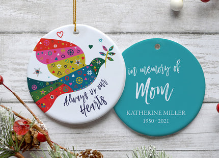 engraved personalized colorful dove memorial christmas ornament – Christmas ornament, holiday tree decoration or gift