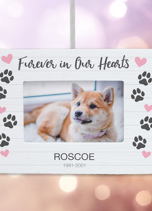Personalized Furever in Our Hearts Dog Picture Frame Christmas Ornament by ORNAMENTSHOP EXCLUSIVE Personalized Ornament