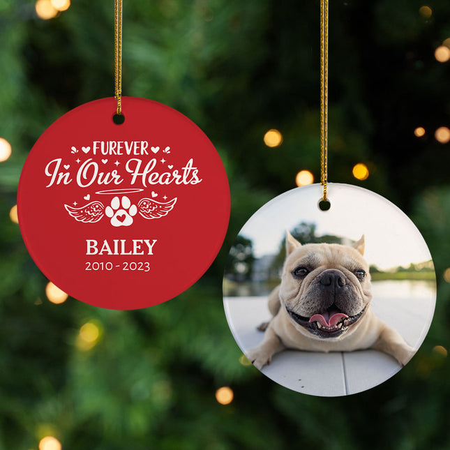 custom personalized furever in our hearts pet christmas ornament – Christmas ornament, holiday tree decoration or gift