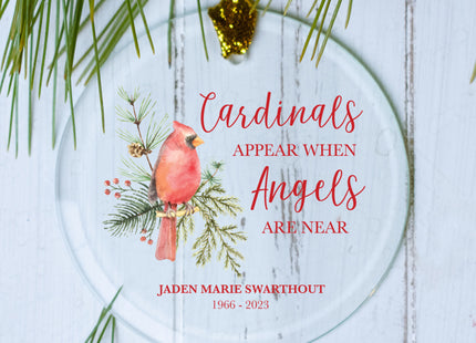 engraved personalized cardinals appear memorial christmas ornament – Christmas ornament, holiday tree decoration or gift