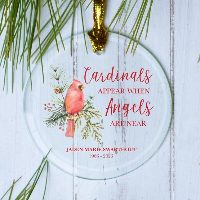 engraved personalized cardinals appear memorial christmas ornament – Christmas ornament, holiday tree decoration or gift