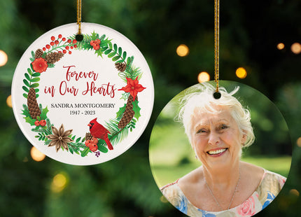 In Loving Memory Memorial Personalized Photo Ceramic Round Ornament
