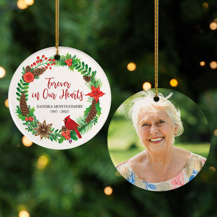 In Loving Memory Memorial Personalized Photo Ceramic Round Ornament