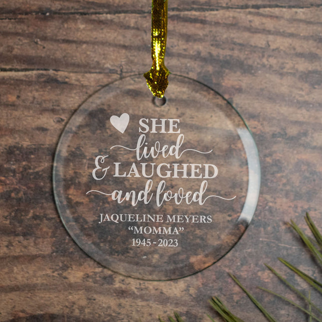 decorative personalized lived, laughed, & loved memorial christmas ornament – Christmas ornament, holiday tree decoration or 