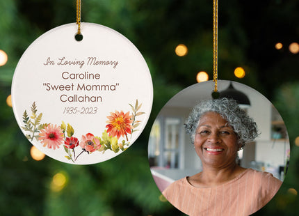keepsake personalized floral memorial christmas ornament – Christmas ornament, holiday tree decoration or gift