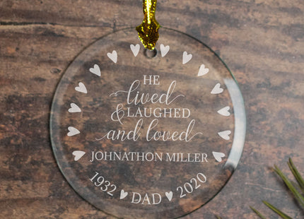 custom personalized lived laughed loved christmas ornament – Christmas ornament, holiday tree decoration or gift