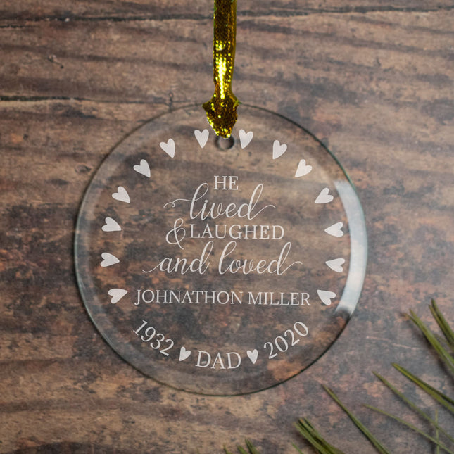 custom personalized lived laughed loved christmas ornament – Christmas ornament, holiday tree decoration or gift