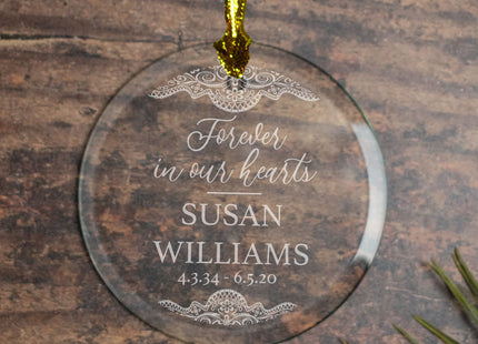 engraved personalized forever in our hearts christmas ornament – Christmas ornament, holiday tree decoration or gift