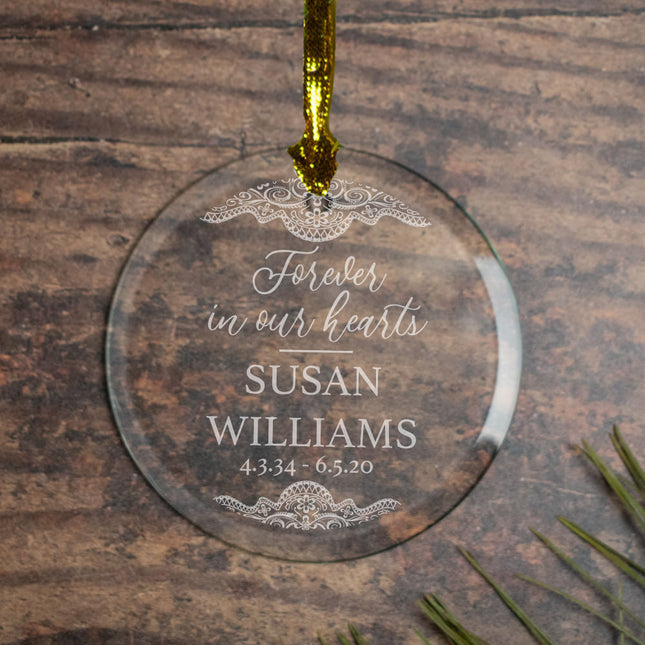 engraved personalized forever in our hearts christmas ornament – Christmas ornament, holiday tree decoration or gift