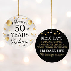 decorative personalized cheers to 100 years christmas ornament – Christmas ornament, holiday tree decoration or gift