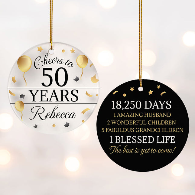 decorative personalized cheers to 100 years christmas ornament – Christmas ornament, holiday tree decoration or gift