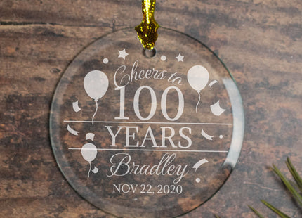 holiday personalized cheers to 100 years christmas ornament – Christmas ornament, holiday tree decoration or gift