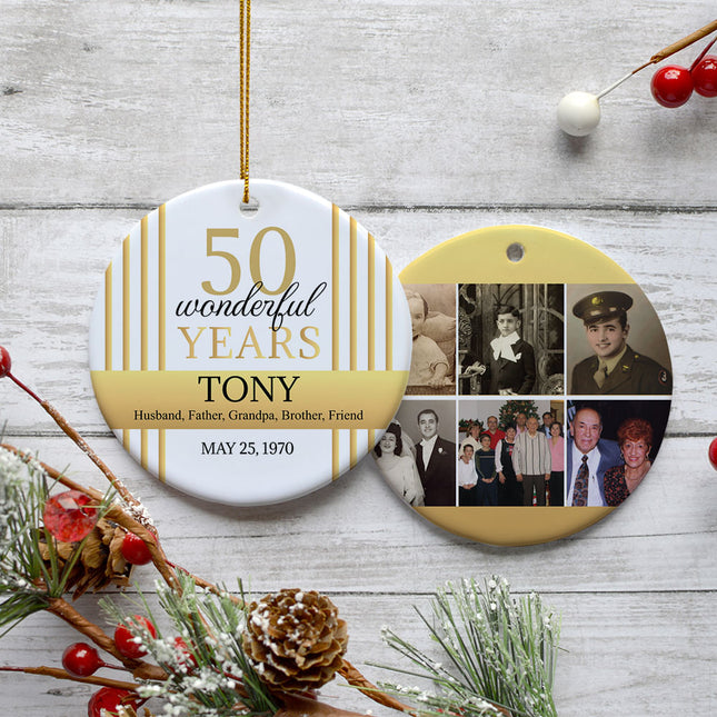personalized personalized 50th birthday collage photo christmas ornament – Christmas ornament, holiday tree decoration or gif