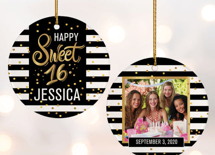 keepsake personalized sweet 16 photo christmas ornament – Christmas ornament, holiday tree decoration or gift