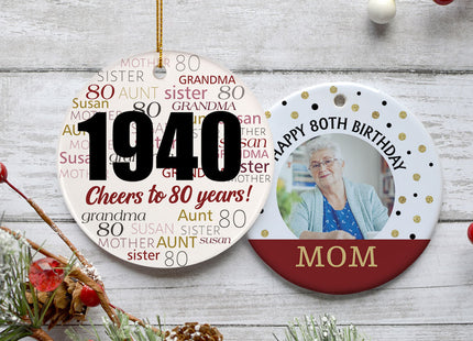 keepsake personalized cheers to 90 years christmas ornament – Christmas ornament, holiday tree decoration or gift