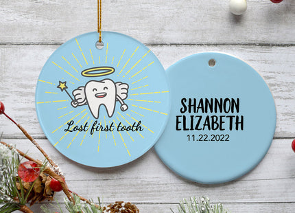 custom personalized lost first tooth photo christmas ornament – Christmas ornament, holiday tree decoration or gift