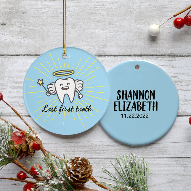custom personalized lost first tooth photo christmas ornament – Christmas ornament, holiday tree decoration or gift