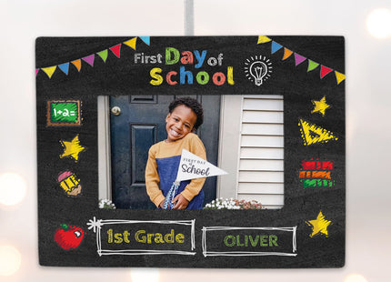 personalized personalized first day of school picture frame christmas ornament – Christmas ornament, holiday tree decoration 