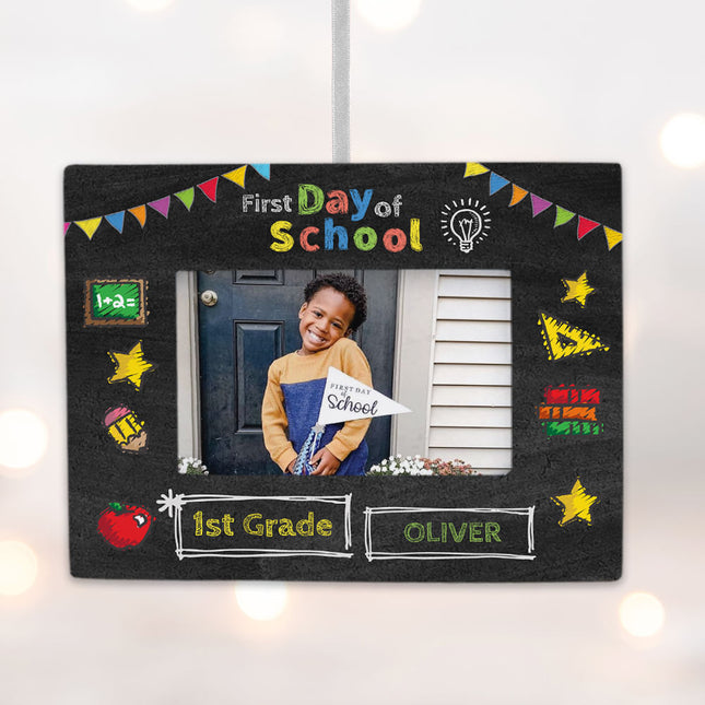 personalized personalized first day of school picture frame christmas ornament – Christmas ornament, holiday tree decoration 