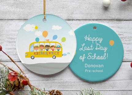 holiday personalized last day of school bus christmas ornament – Christmas ornament, holiday tree decoration or gift