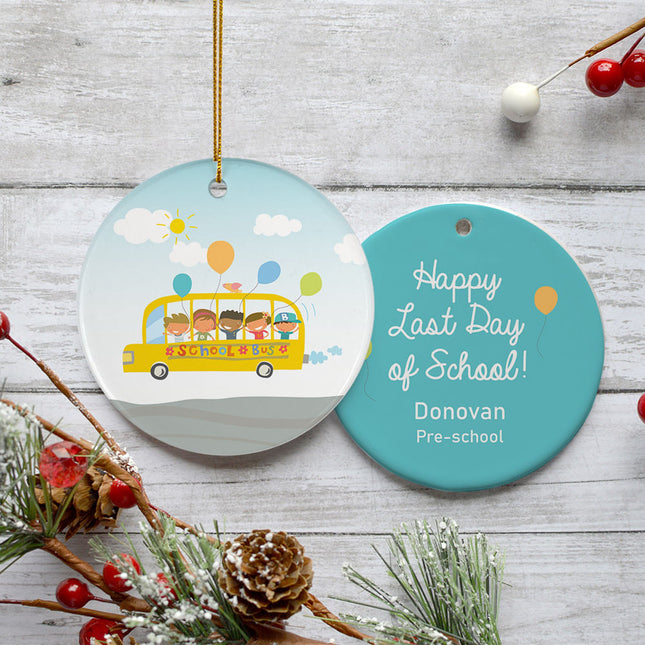 holiday personalized last day of school bus christmas ornament – Christmas ornament, holiday tree decoration or gift