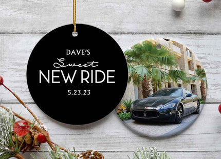 holiday personalized new ride photo christmas ornament – Christmas ornament, holiday tree decoration or gift
