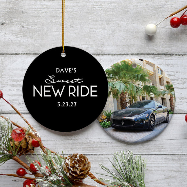 holiday personalized new ride photo christmas ornament – Christmas ornament, holiday tree decoration or gift