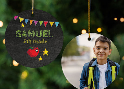decorative personalized school grade photo christmas ornament – Christmas ornament, holiday tree decoration or gift
