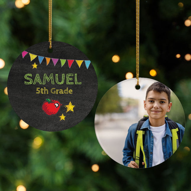 decorative personalized school grade photo christmas ornament – Christmas ornament, holiday tree decoration or gift