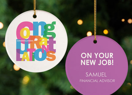 custom personalized congratulations new job christmas ornament – Christmas ornament, holiday tree decoration or gift