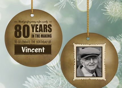 custom personalized birthday christmas ornament – Christmas ornament, holiday tree decoration or gift