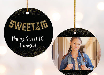 decorative personalized sweet 16 christmas ornament – Christmas ornament, holiday tree decoration or gift
