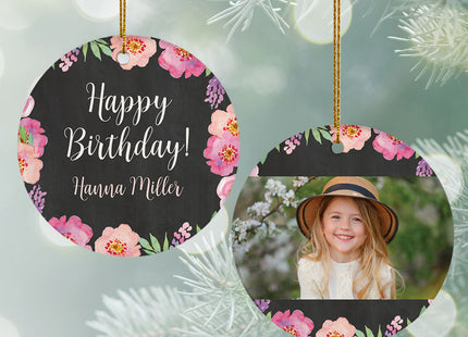 personalized personalized birthday flowers christmas ornament – Christmas ornament, holiday tree decoration or gift