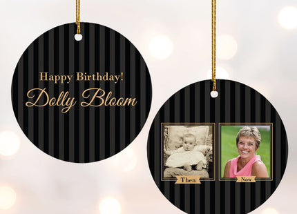 holiday personalized birthday then and now photo christmas ornament – Christmas ornament, holiday tree decoration or gift