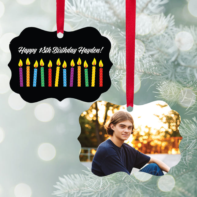 custom personalized birthday candles christmas ornament – Christmas ornament, holiday tree decoration or gift