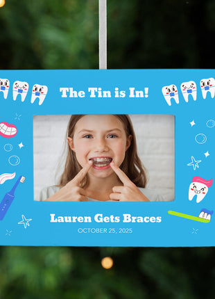 Personalized Braces Picture Frame Christmas Ornament by ORNAMENTSHOP EXCLUSIVE Personalized Ornament