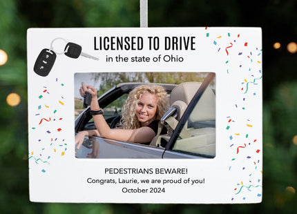 engraved personalized new driver picture frame christmas ornament – Christmas ornament, holiday tree decoration or gift