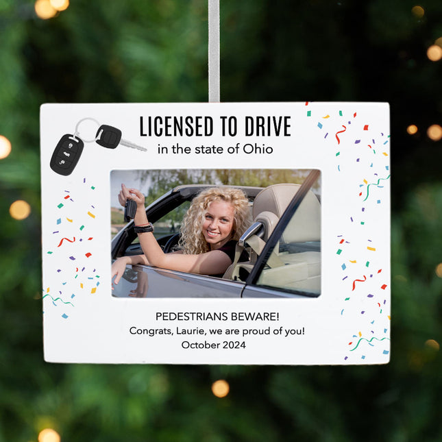 engraved personalized new driver picture frame christmas ornament – Christmas ornament, holiday tree decoration or gift