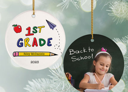 holiday personalized 1st grade christmas ornament – Christmas ornament, holiday tree decoration or gift