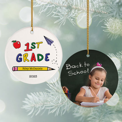 holiday personalized 1st grade christmas ornament – Christmas ornament, holiday tree decoration or gift