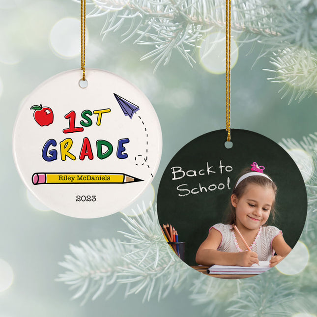 holiday personalized 1st grade christmas ornament – Christmas ornament, holiday tree decoration or gift