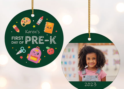 engraved personalized first day pre-k christmas ornament – Christmas ornament, holiday tree decoration or gift
