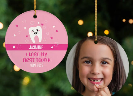 holiday personalized lost my 1st tooth christmas ornament – Christmas ornament, holiday tree decoration or gift